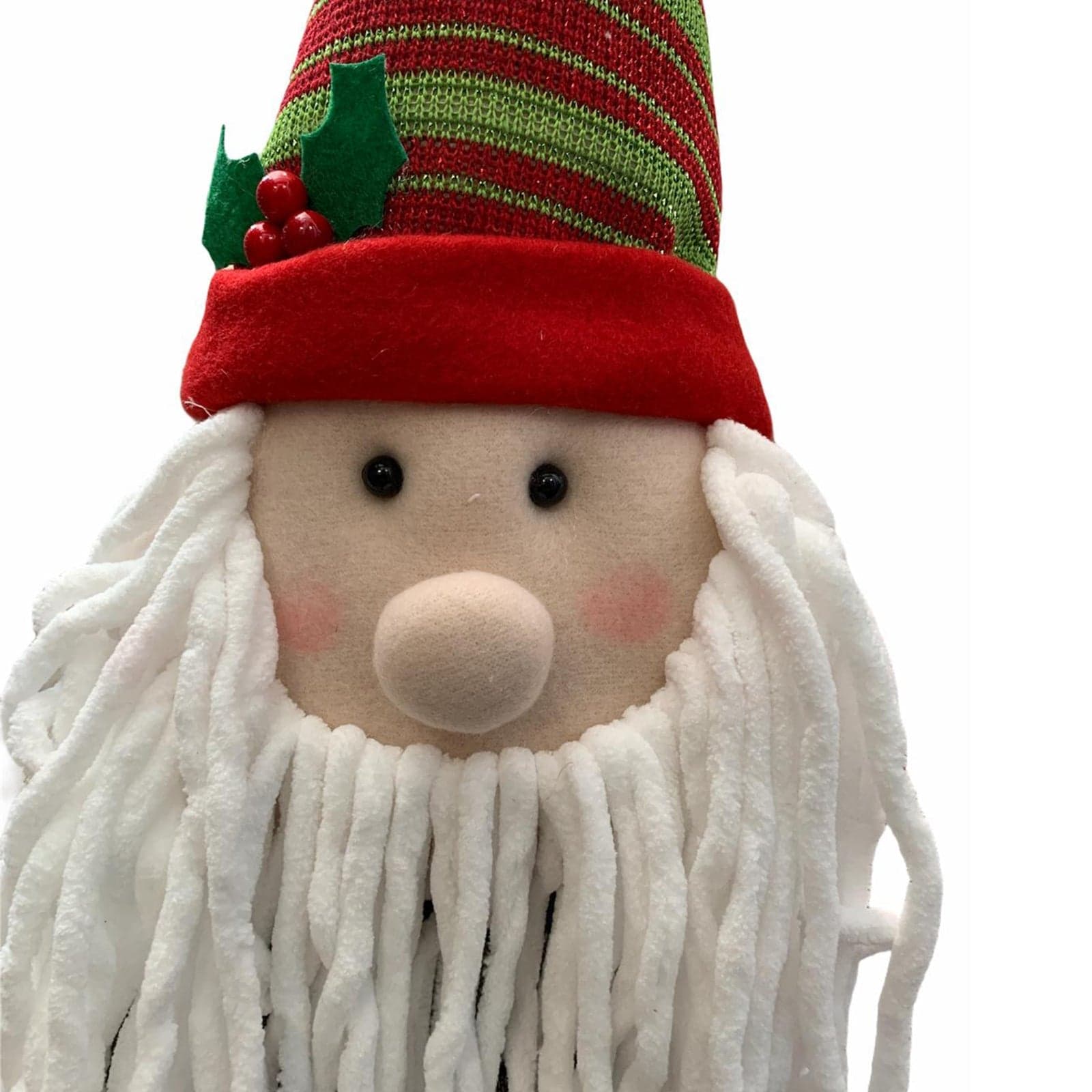 Puntale per albero buffo babbo natale con cappello e barba h 45 cm decorazione - 11