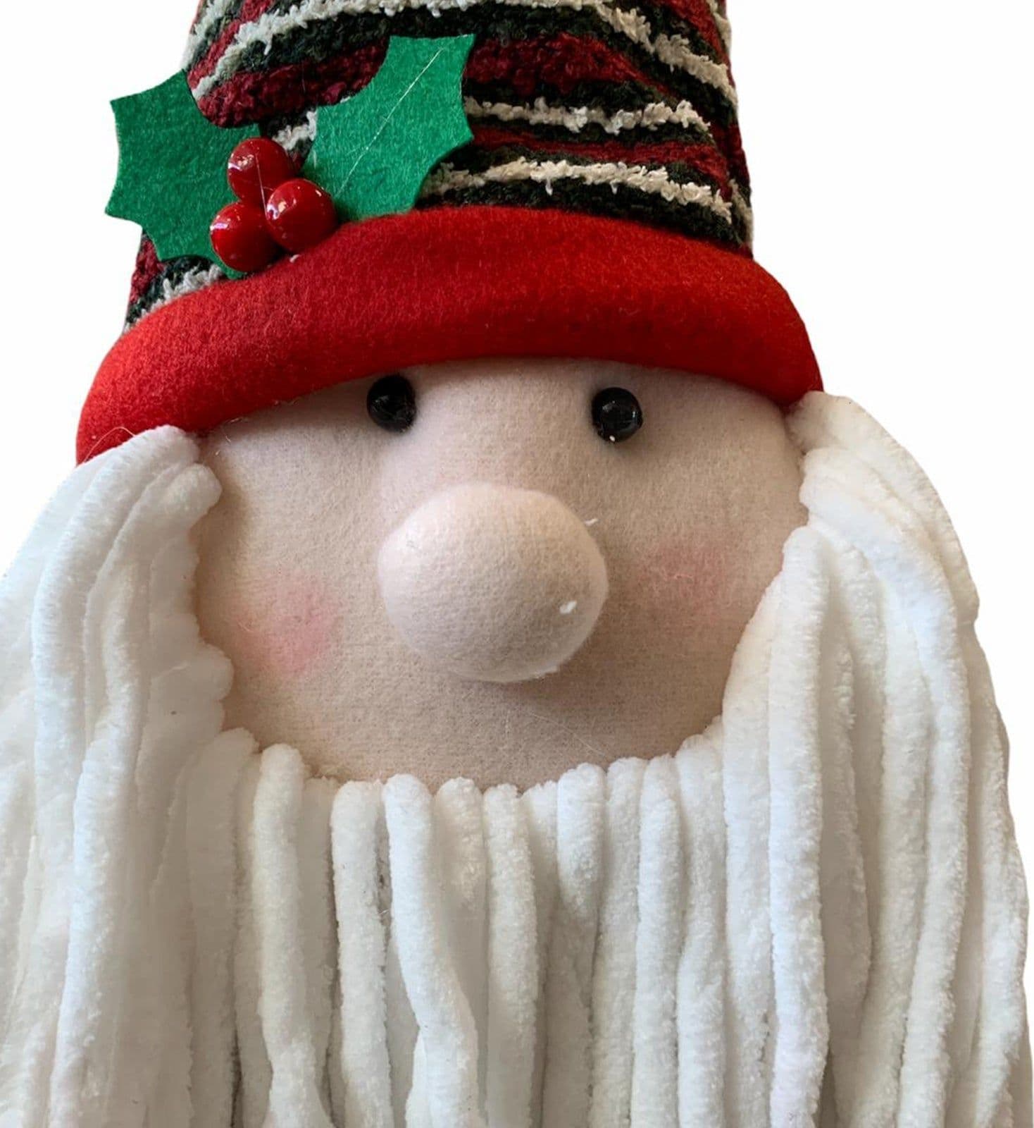 Puntale per albero buffo babbo natale con cappello e barba h 45 cm decorazione - 5