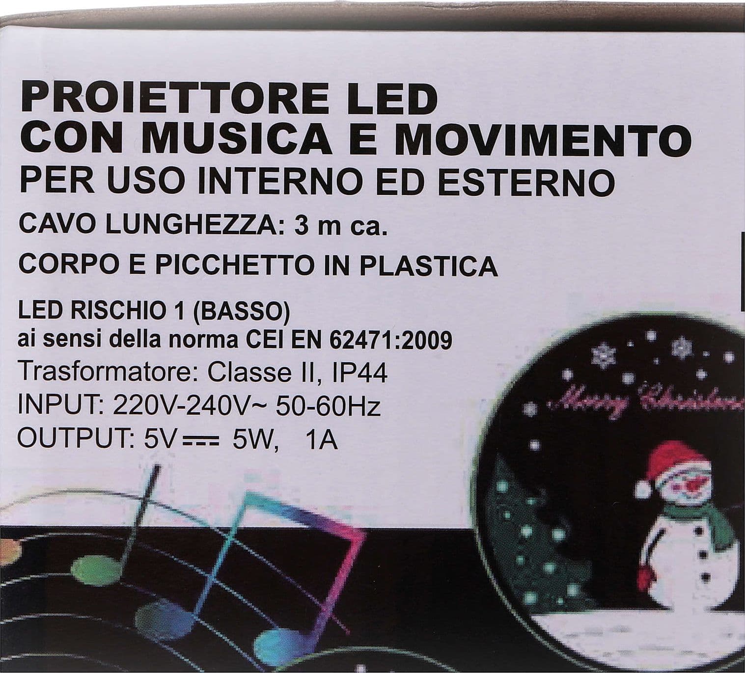 Proiettore natalizio led 5 disegni natale musicale movimento decorazione - 8
