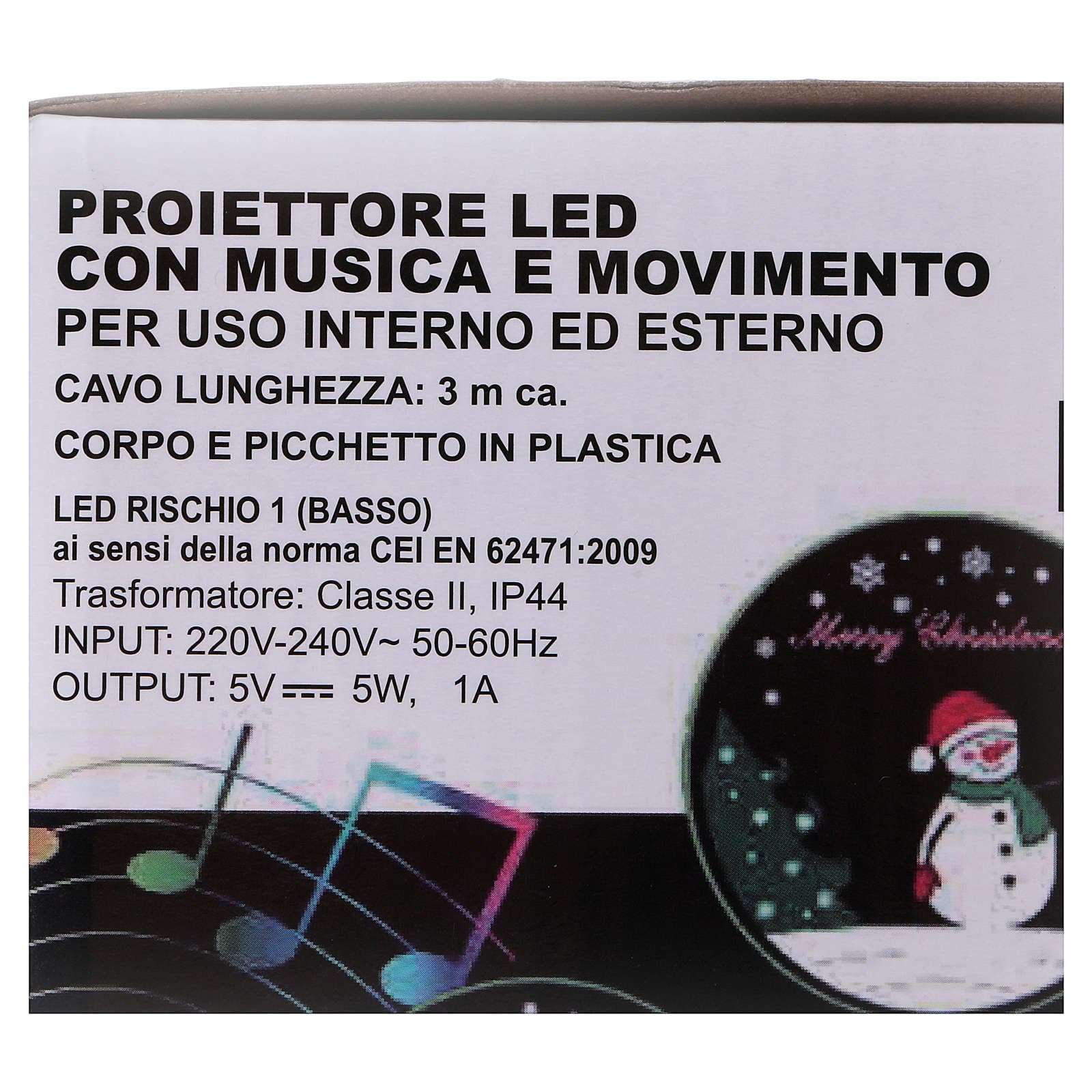 Proiettore natalizio led 5 disegni natale musicale movimento decorazione - 8