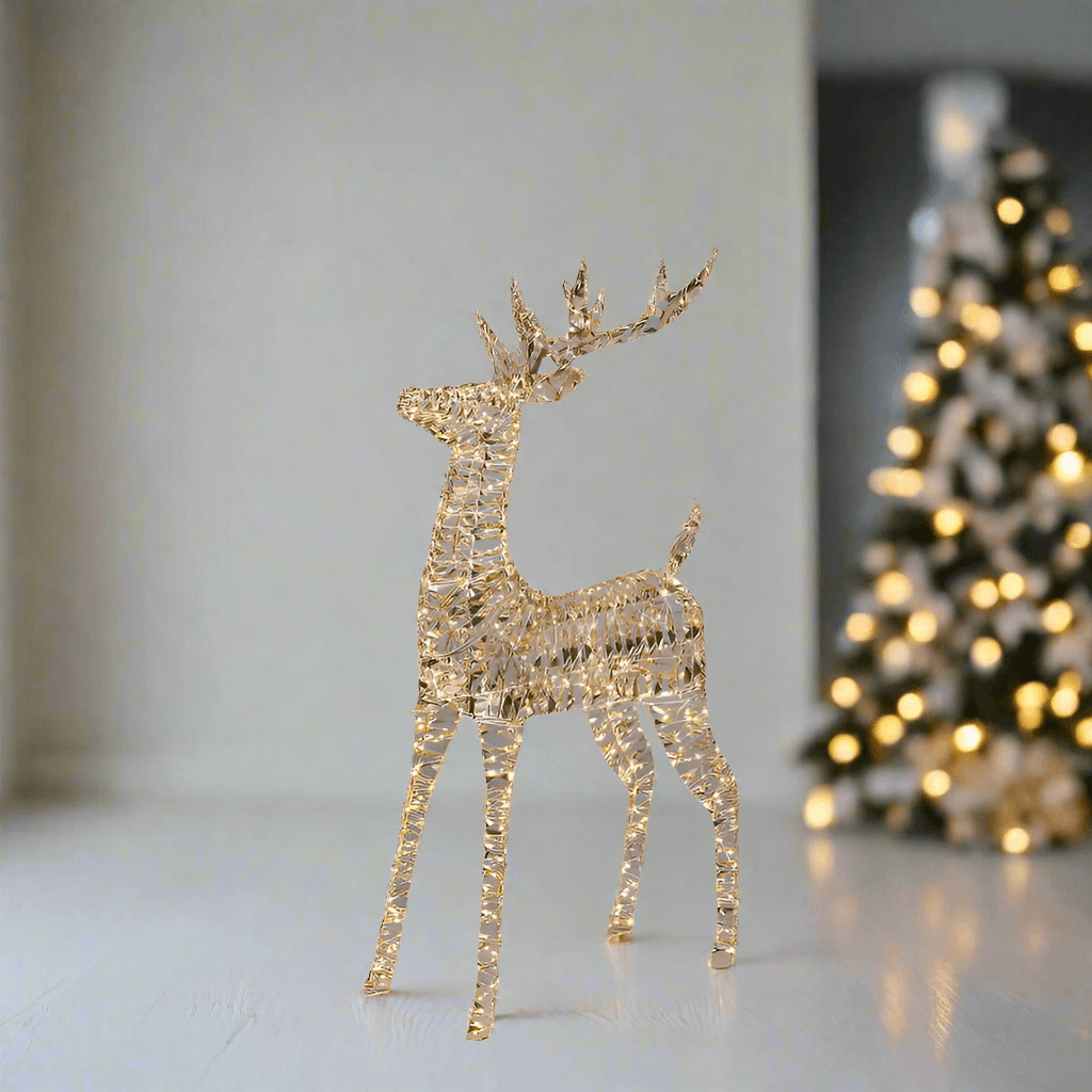 Decorazione natalizia "Renna" oro 3D con microled bianco caldo per uso interno - 2