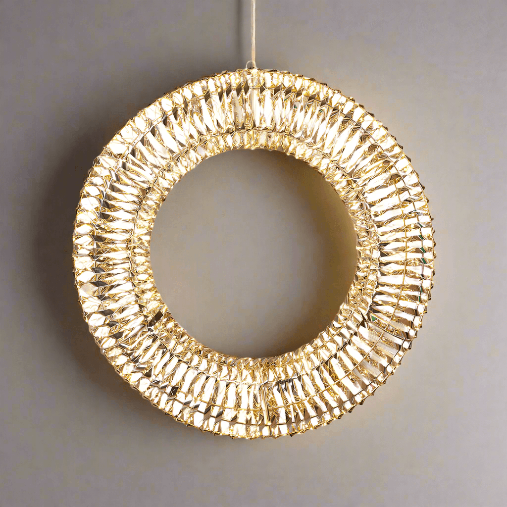 Corona natalizia in metallo con luce LED calda per decorazioni natalizie - 2