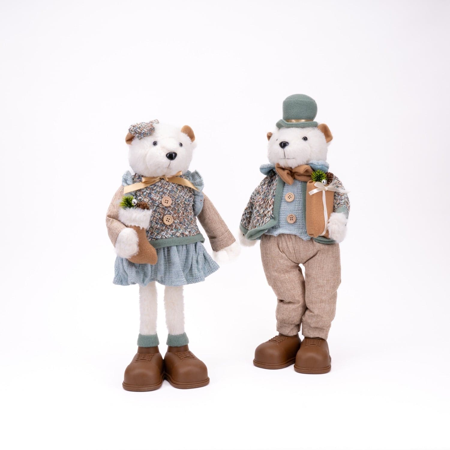 Peluche orsetto natalizio con abito celeste, decorazione natalizia da 51 cm - 3