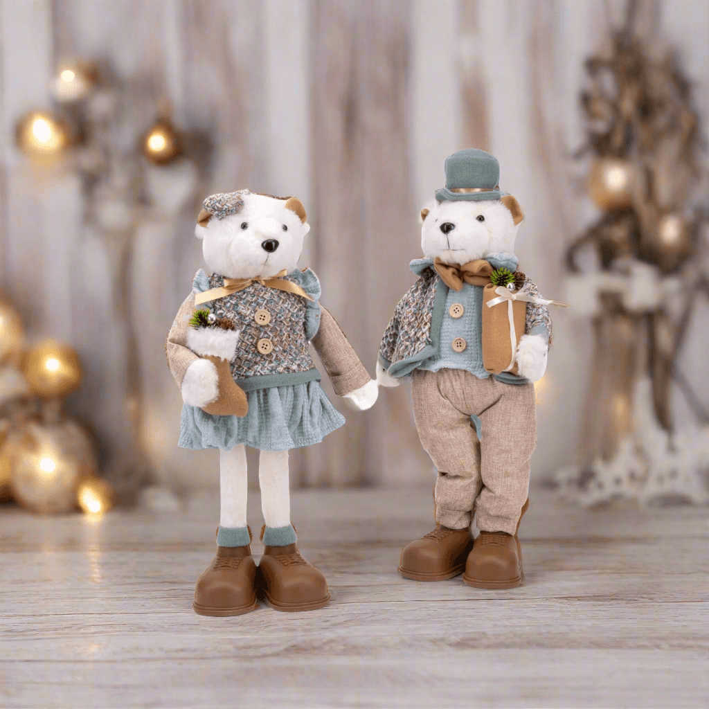 Peluche orsetto natalizio con abito celeste, decorazione natalizia da 51 cm - 4