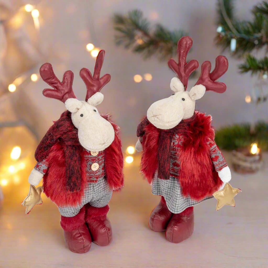 Peluche renna natalizia con abito rosso , decorazione natalizia da 52 cm - 4