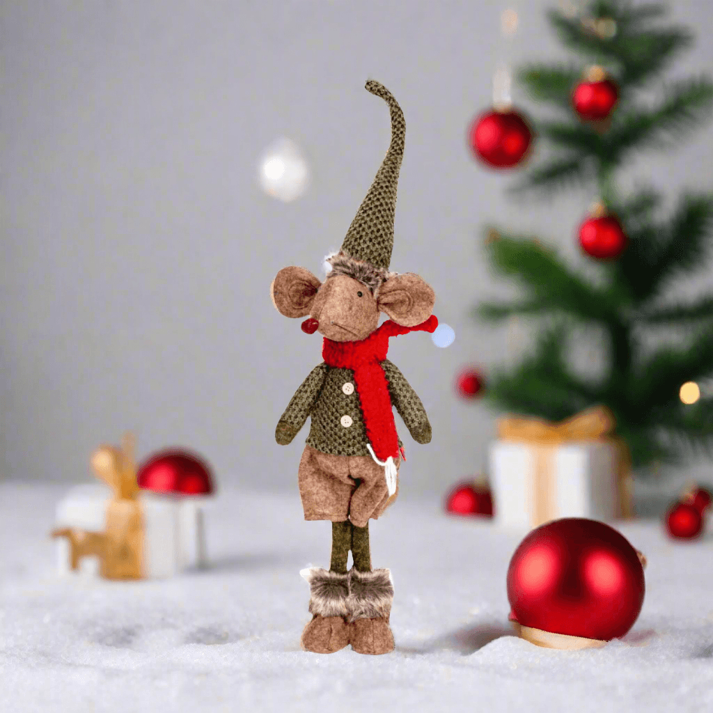 Peluche natalizio topolino, decorazione per interno da 75 cm - 2