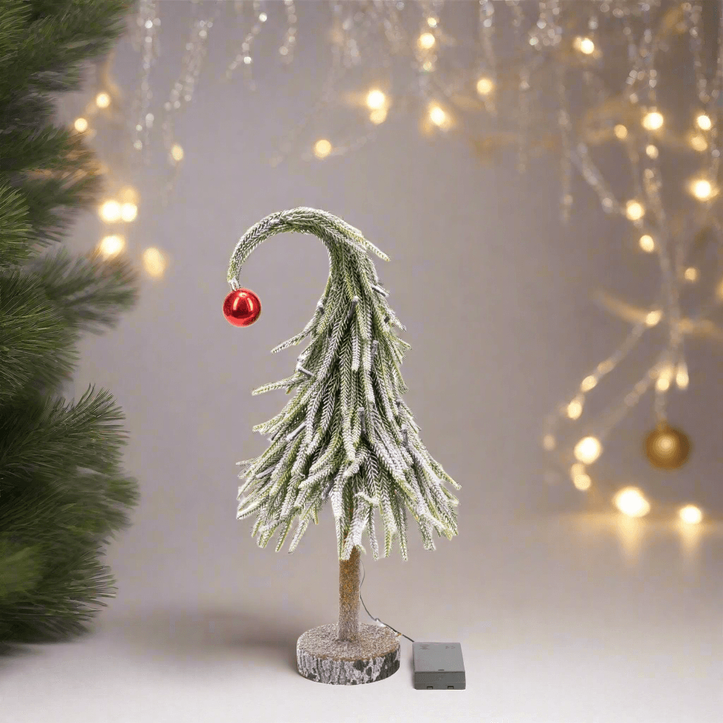 Alberello di natale, pino innevato con Led decorazione natalizia da h 60 cm - 2