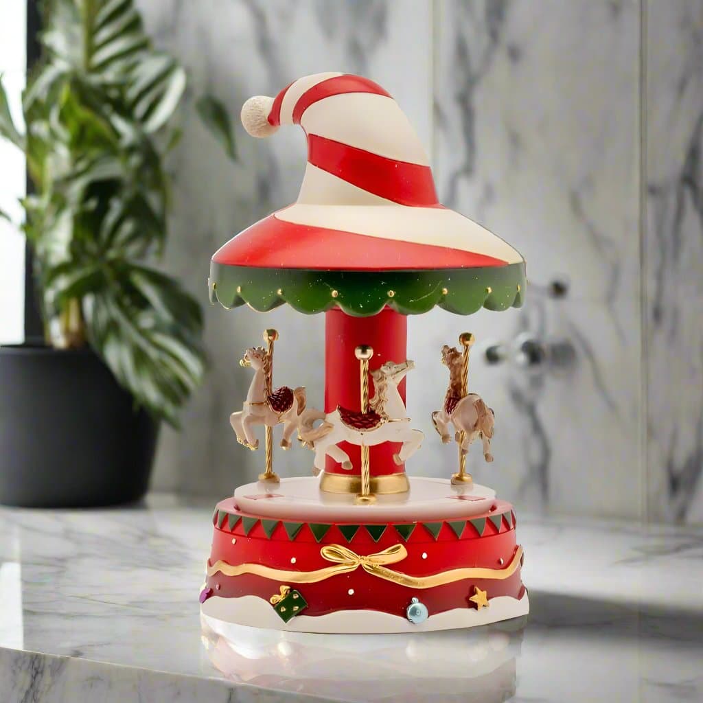 Carillon rosso e bianco con cavallucci, decorazione da h 20 cm - 2