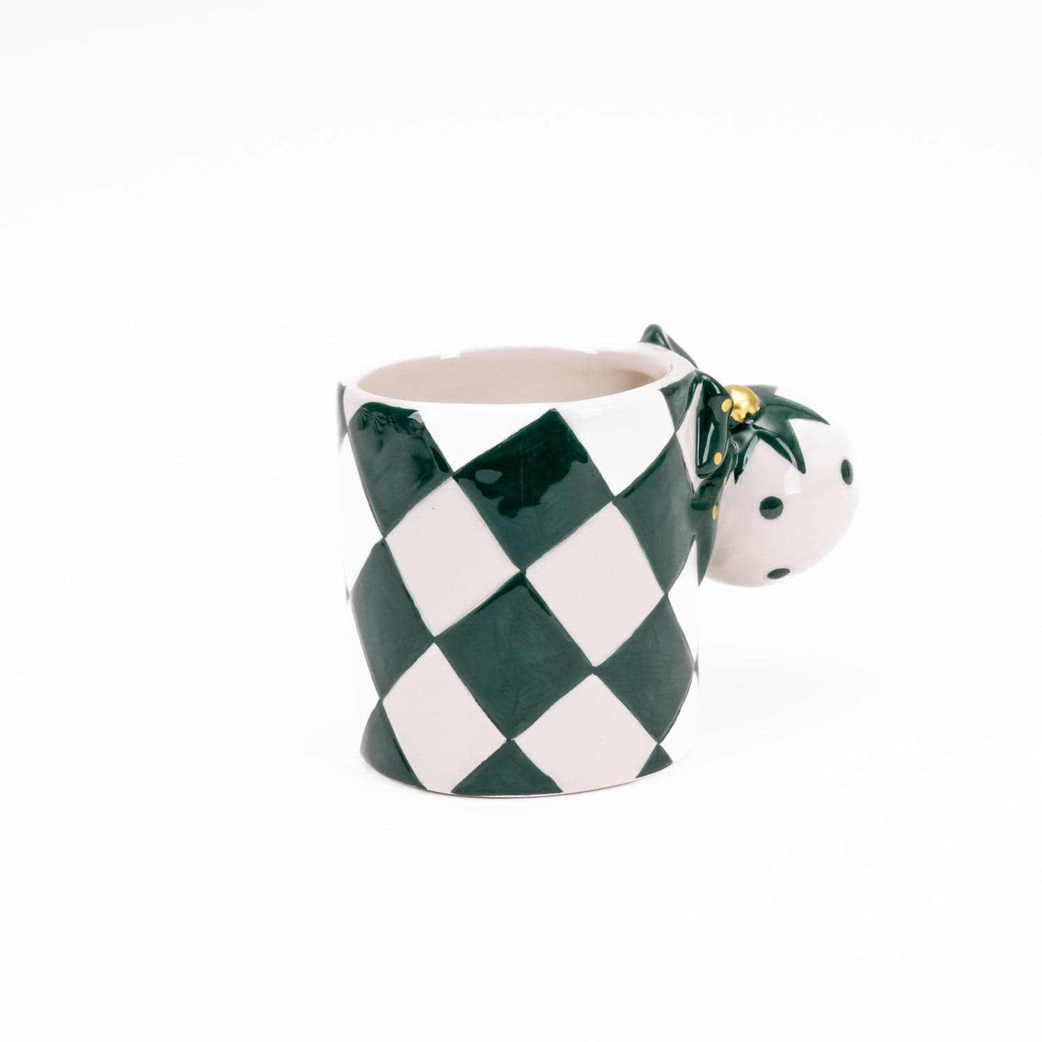 Tazza decorativa in ceramica con sfera decorazione natalizia h 10 cm - 2