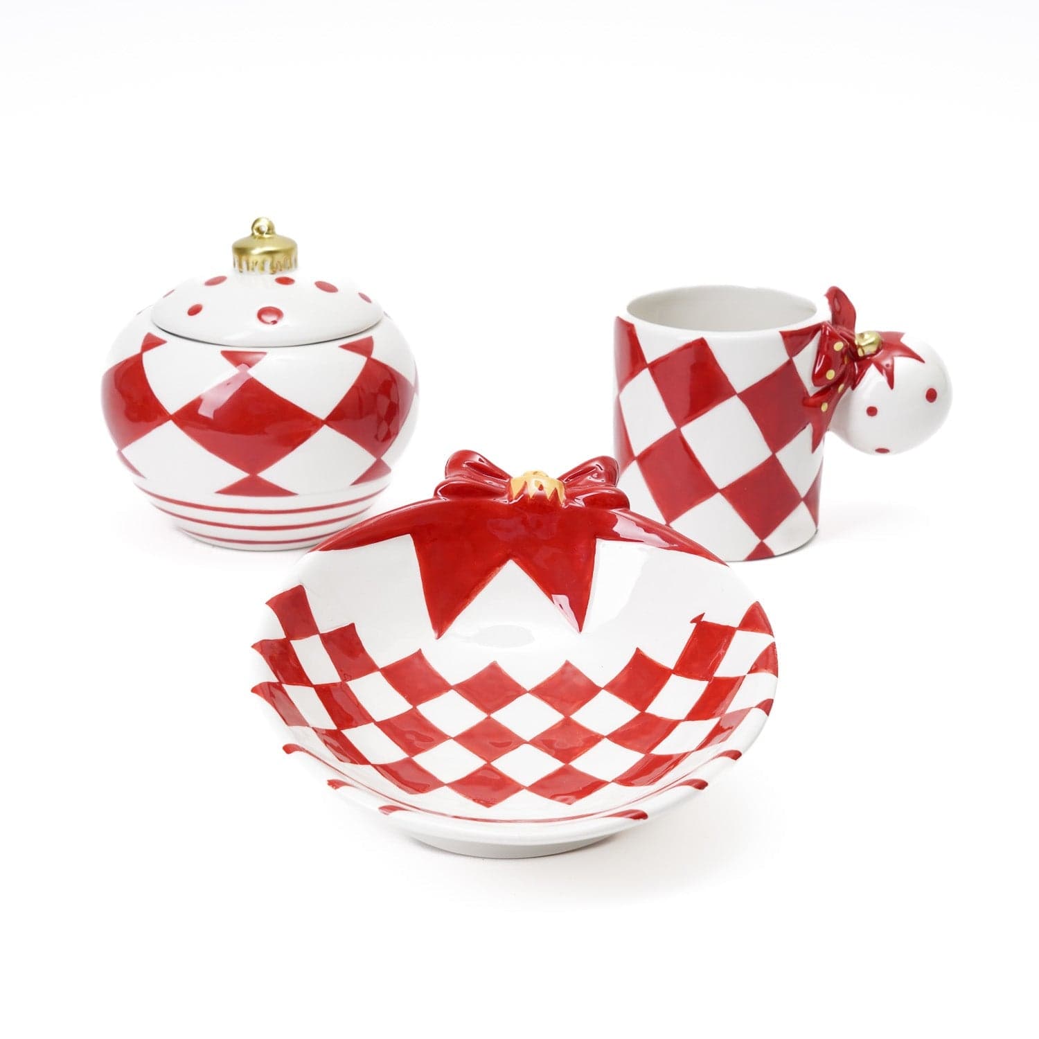 Tazza decorativa in ceramica con sfera decorazione natalizia h 10 cm - 5
