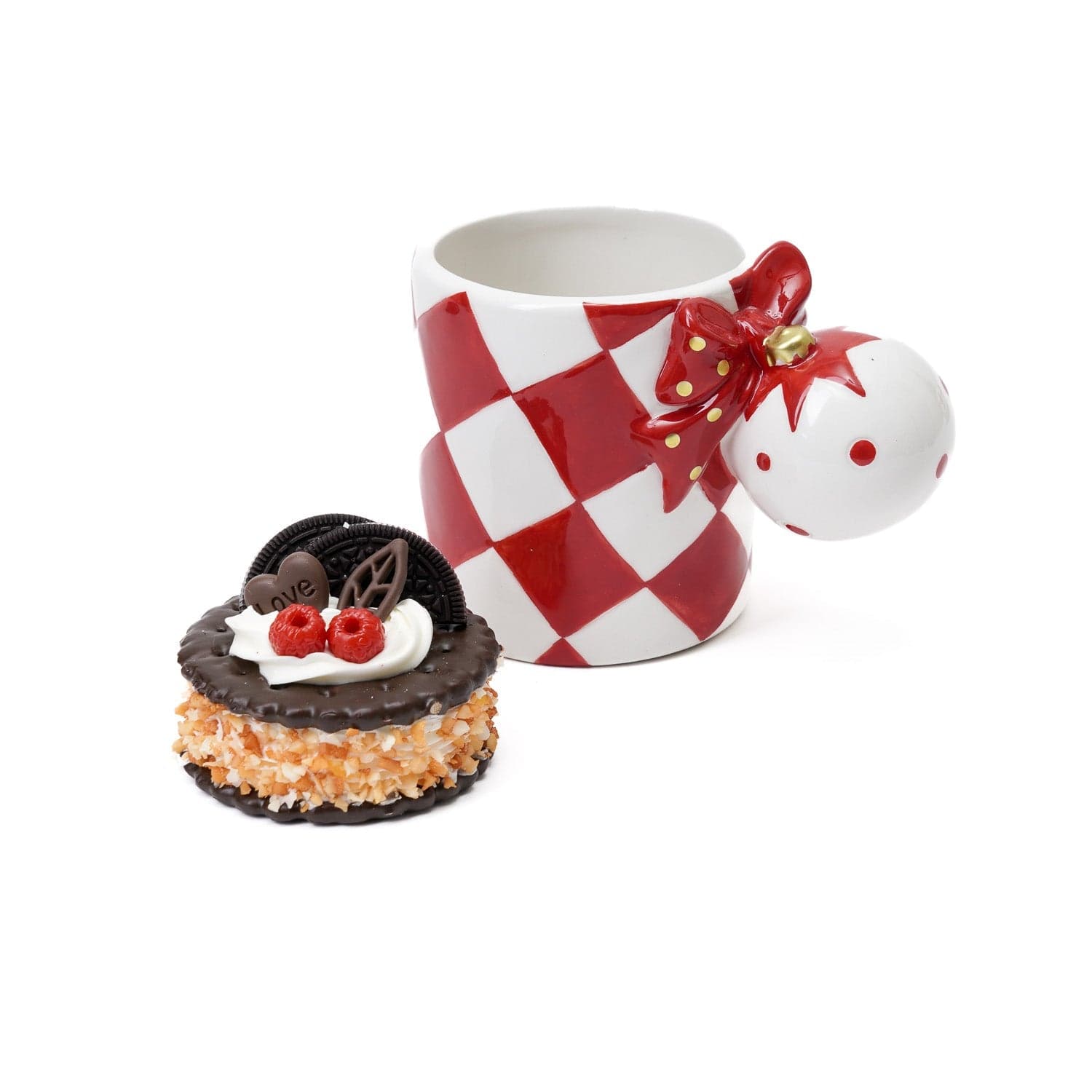 Tazza decorativa in ceramica con sfera decorazione natalizia h 10 cm - 7