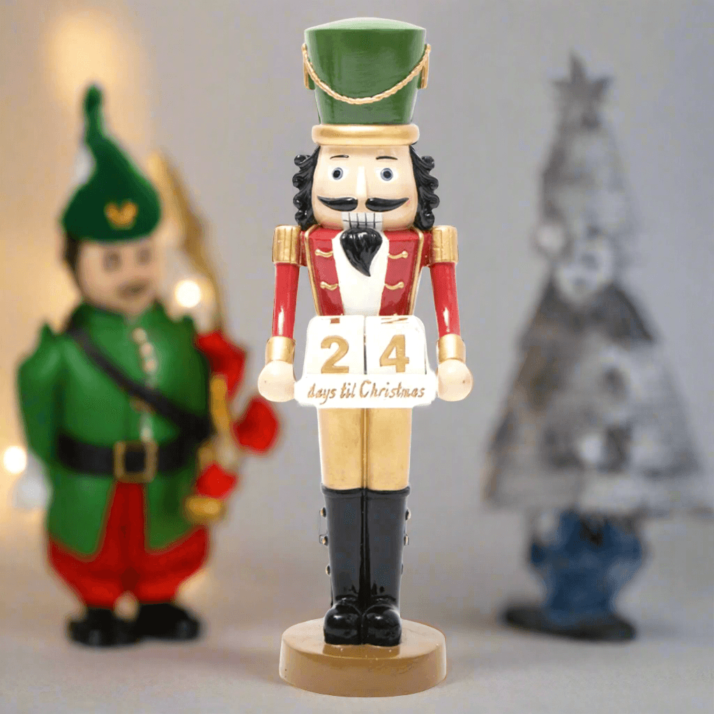 Soldatino schiaccianoci con calendario in resina decorazione natalizia, h 26 cm - 2