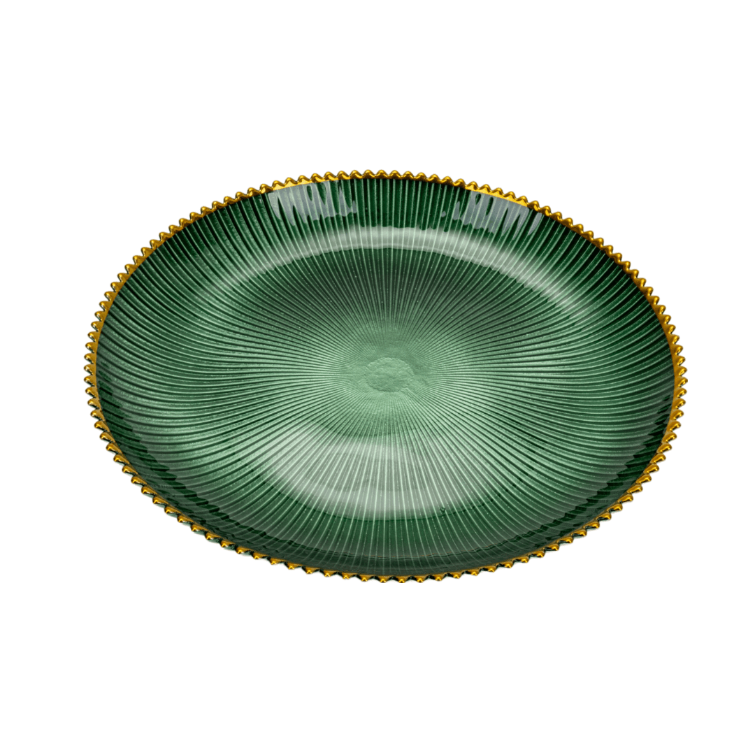 Piatto decorato con Bordo Oro centrotavola in vetro per tavola natalizia da 31 cm - 2