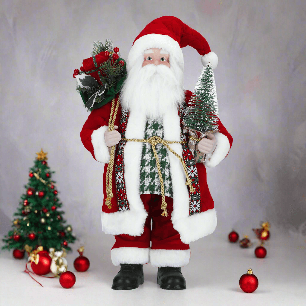 Babbo Natale decorativo con albero decorazione natalizia h 41 cm - 2