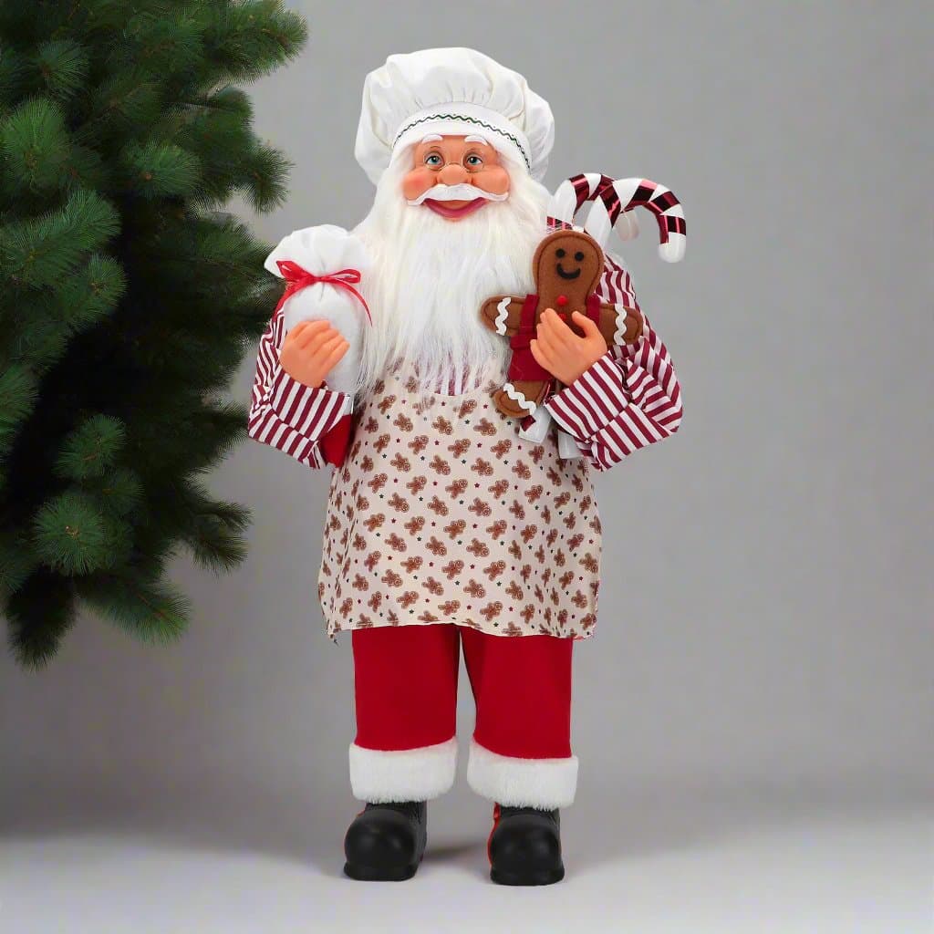 Statuetta decorativa Babbo Natale cuoco decorazione natalizia h 60 cm - 2