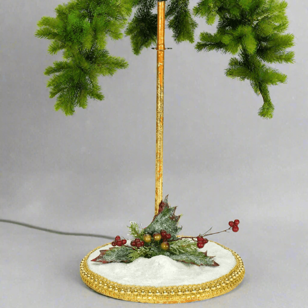 Base per Albero di Natale in metallo color oro con vischio da 32 cm - 2