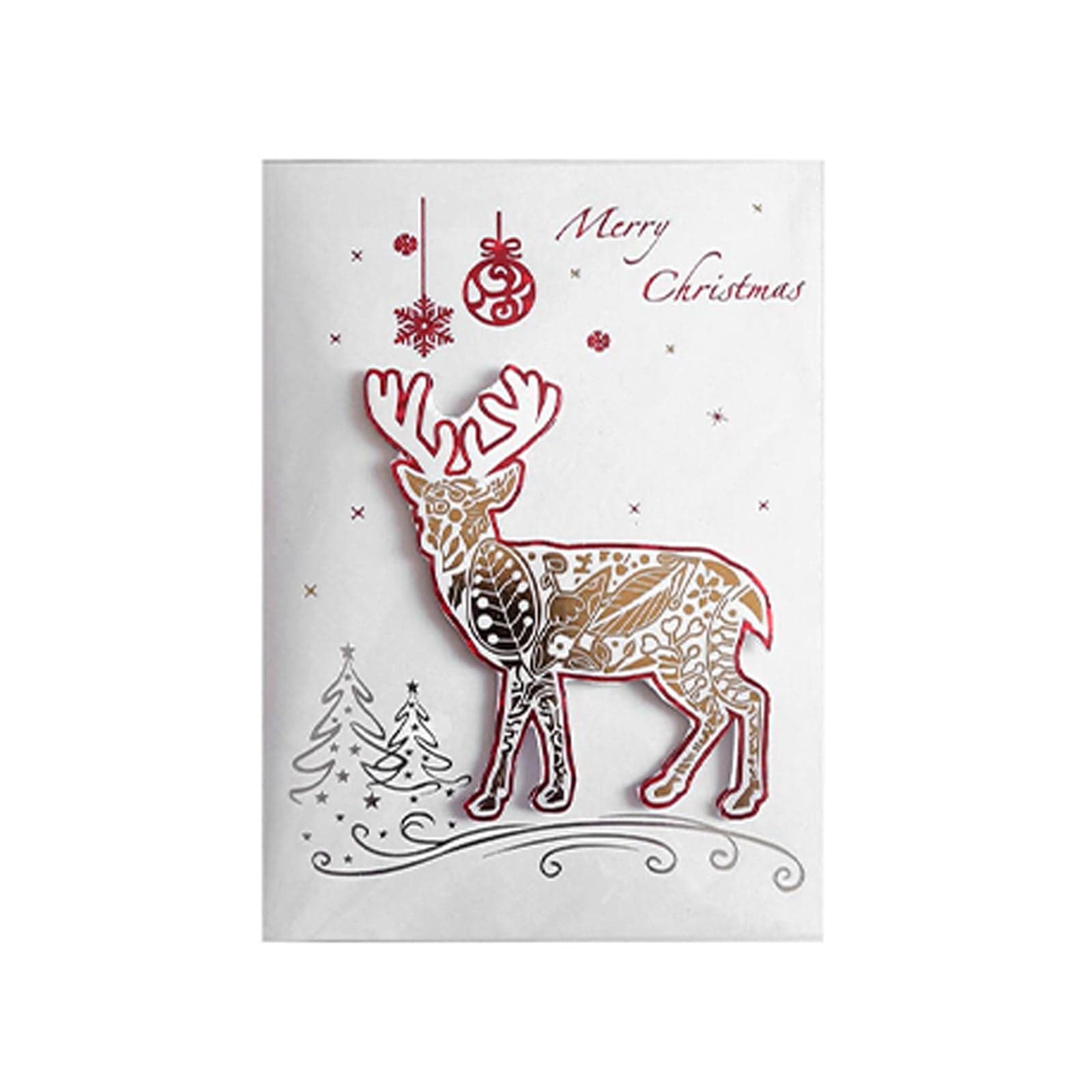 Biglietto di Auguri con decorazione natalizia con busta compresa confezione da 4 pezzi 8,5 x 13,5 cm - 2
