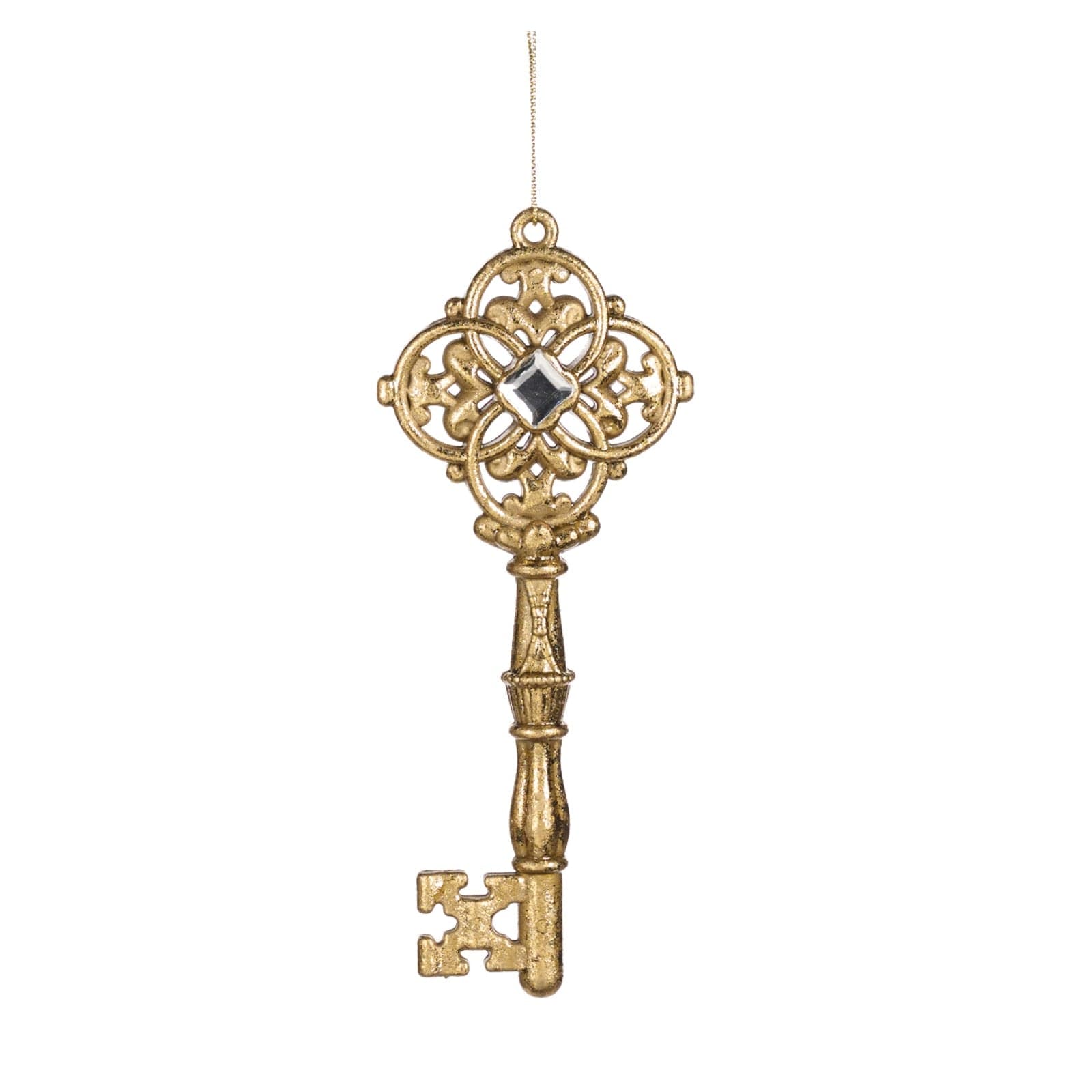 Pendaglio a forma di chiave oro in plastica per albero di Natale da 16.5 cm - 3