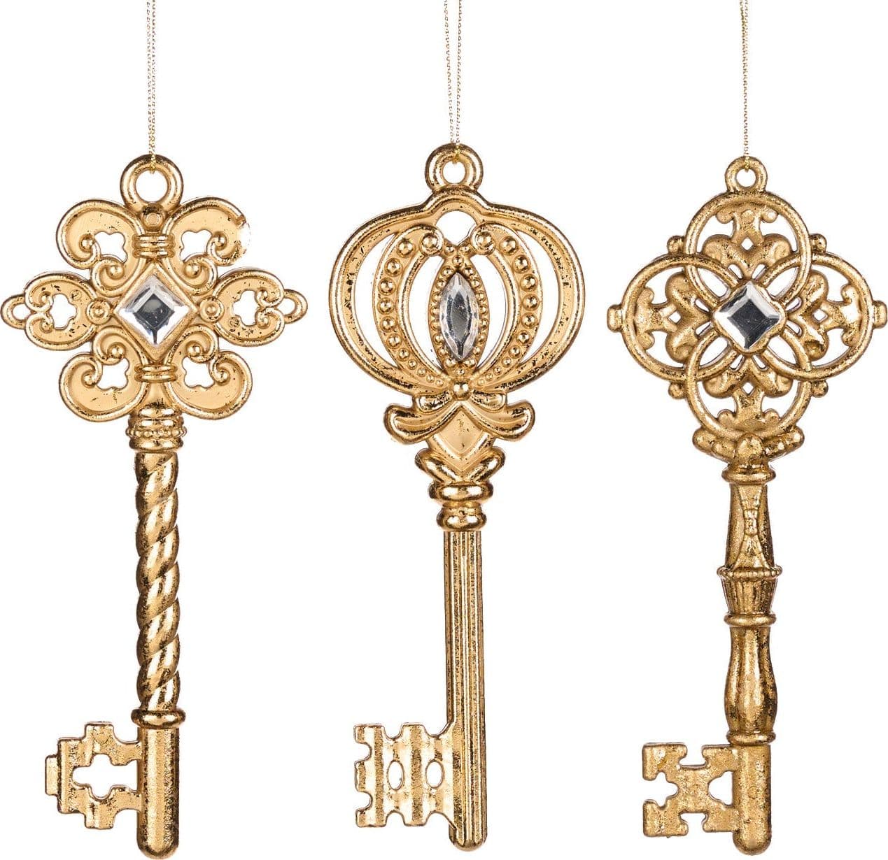 Pendaglio a forma di chiave oro in plastica per albero di Natale da 16.5 cm - 4