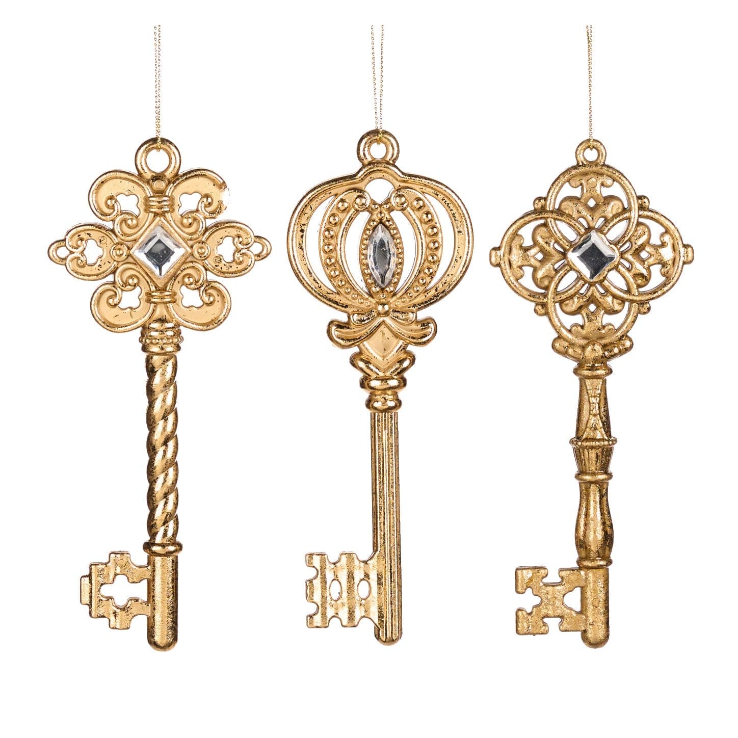 Pendaglio a forma di chiave oro in plastica per albero di Natale da 16.5 cm - 4