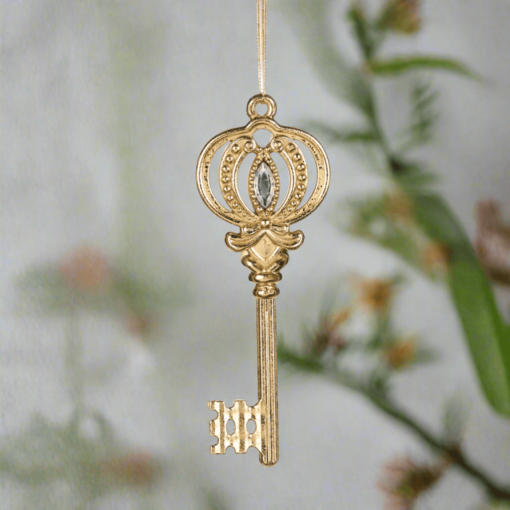 Pendaglio a forma di chiave oro in plastica per albero di Natale da 16.5 cm - 6