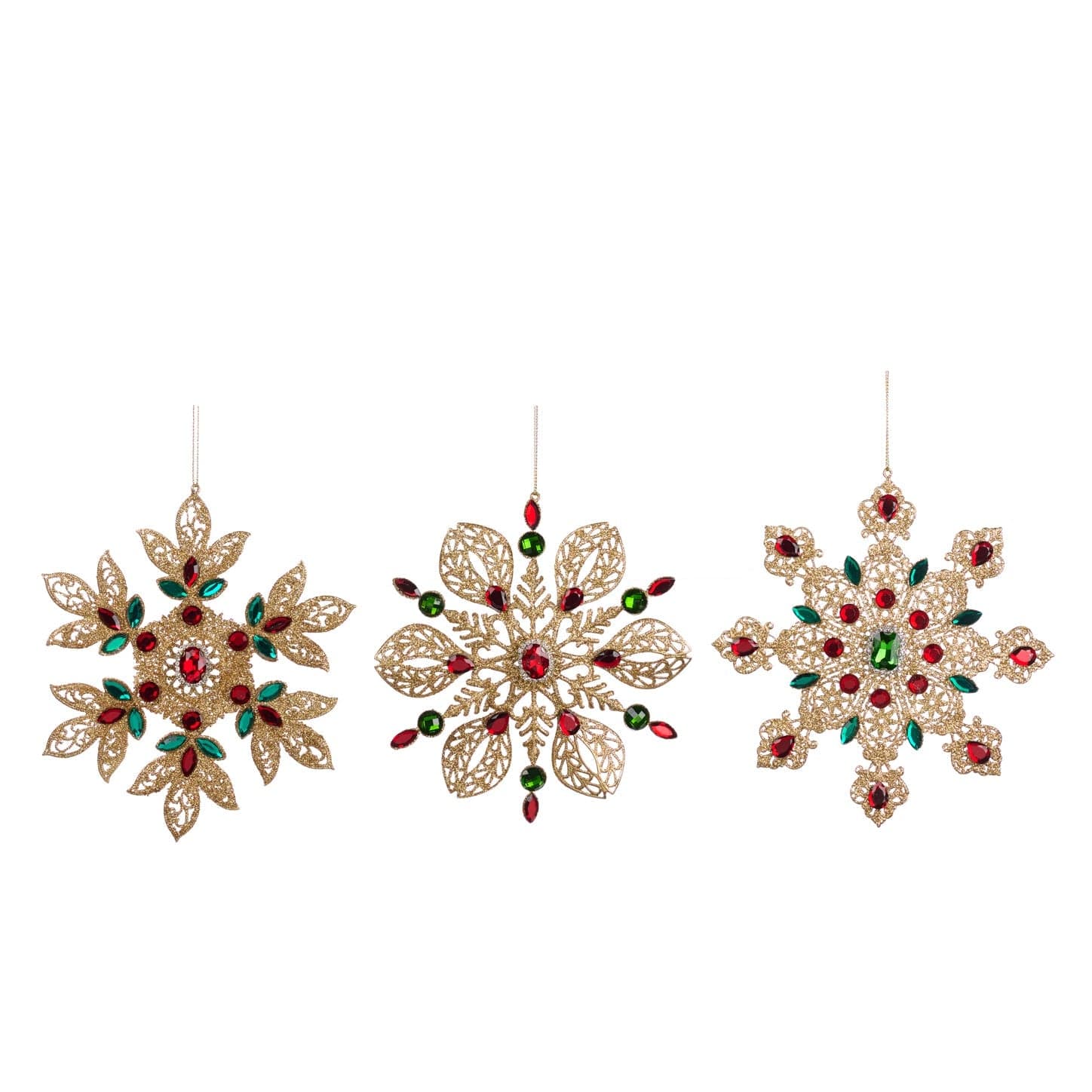 Pendaglio a forma di fiocco di neve e diamanti per albero decorazione natalizia da 17 cm - 4
