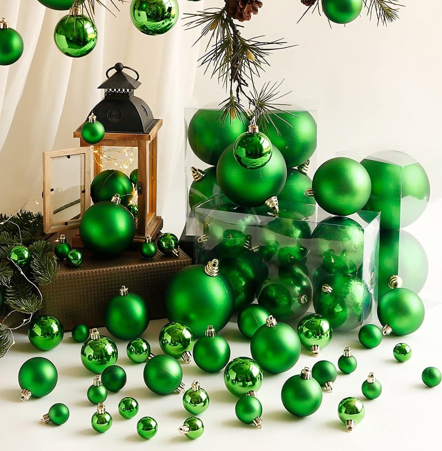 Pallina in vetro color verde per albero di Natale da Ø 10 cm, set da 4 pezzi - 3