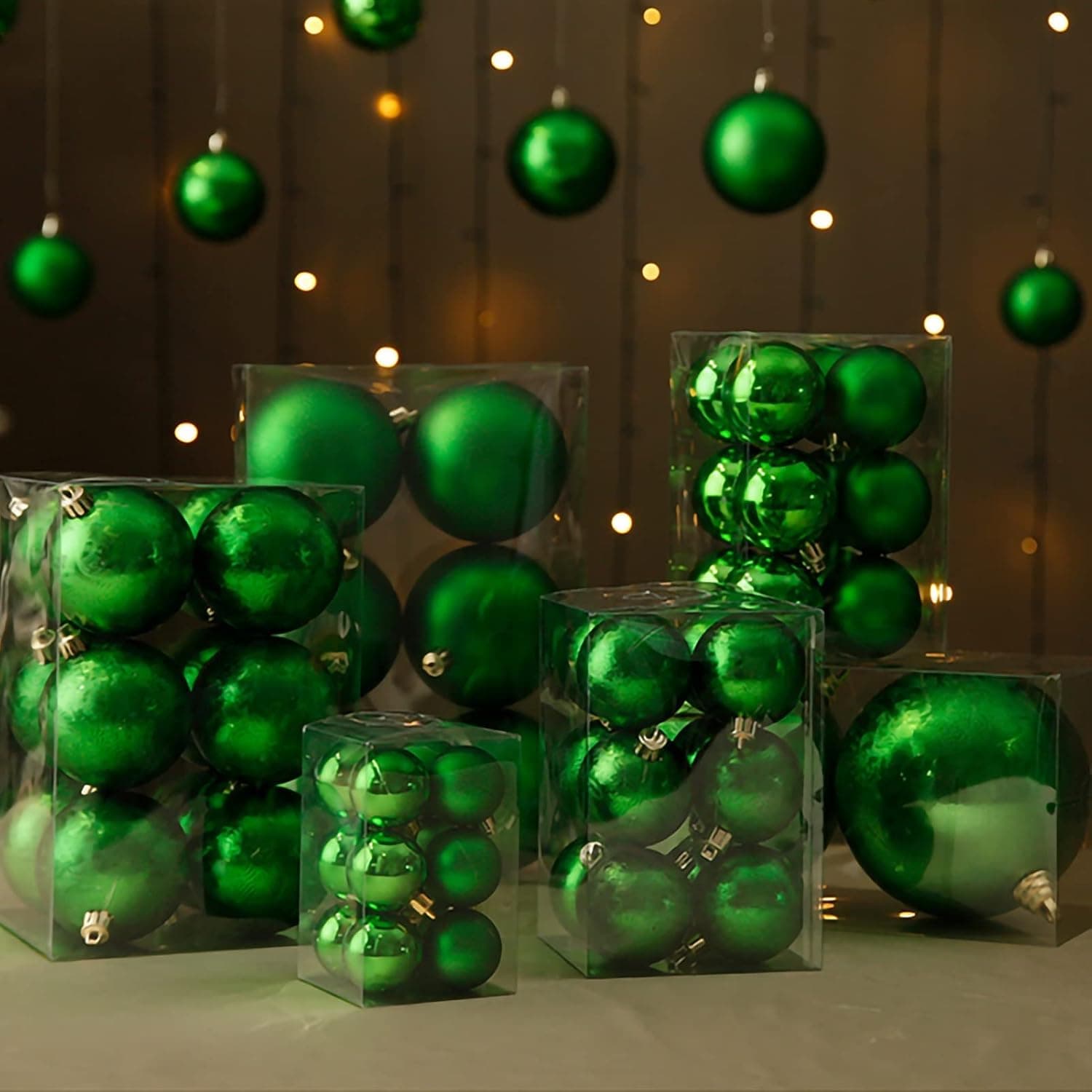Pallina in vetro color verde per albero di Natale da Ø 10 cm, set da 4 pezzi - 4