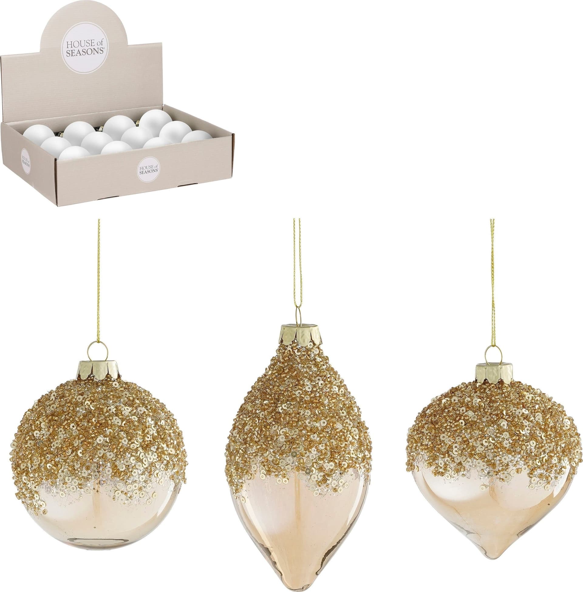 Palline per albero di natale color champagne Ø 8 cm, Set da 12 pezzi - 2