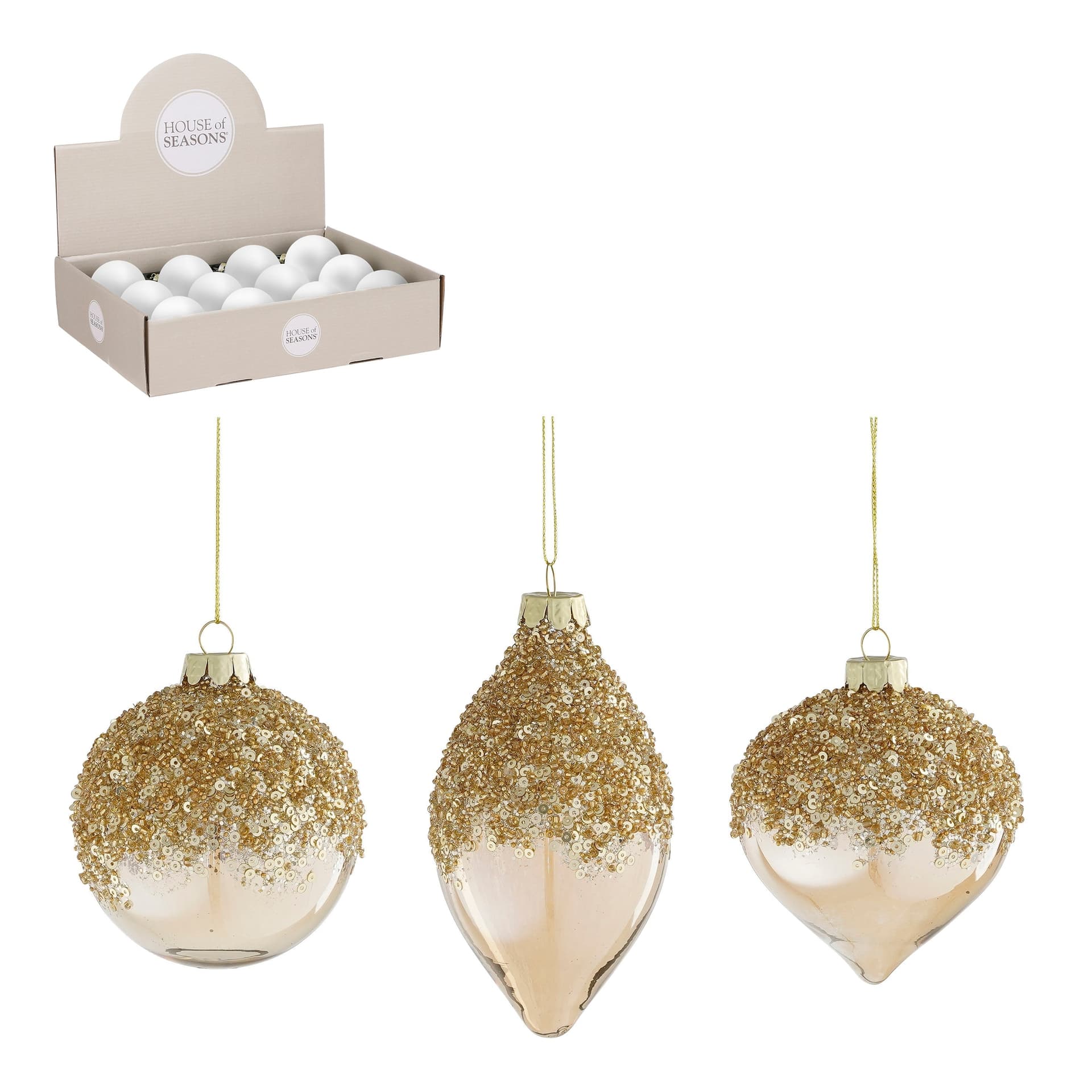 Palline per albero di natale color champagne Ø 8 cm, Set da 12 pezzi - 2