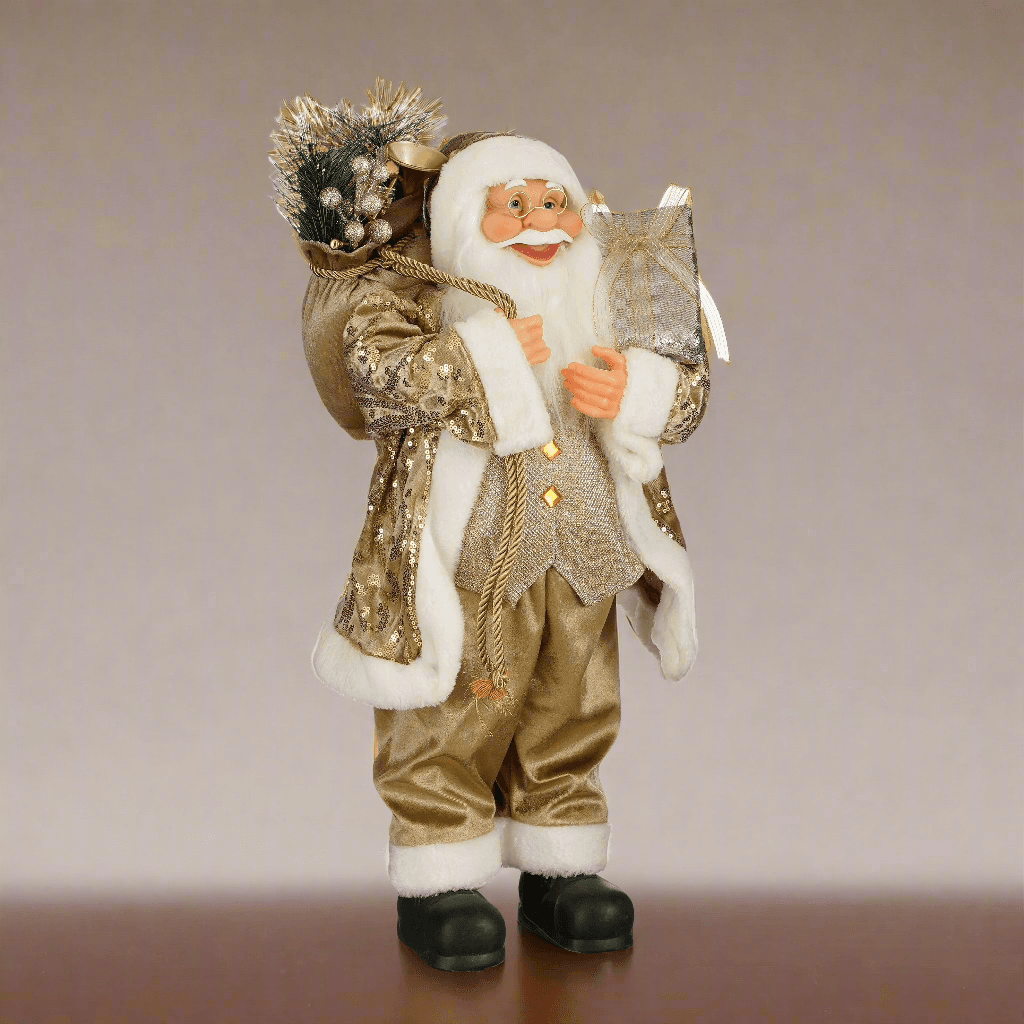 Statuetta Babbo Natale color champagne h 60cm per decorazioni - 2