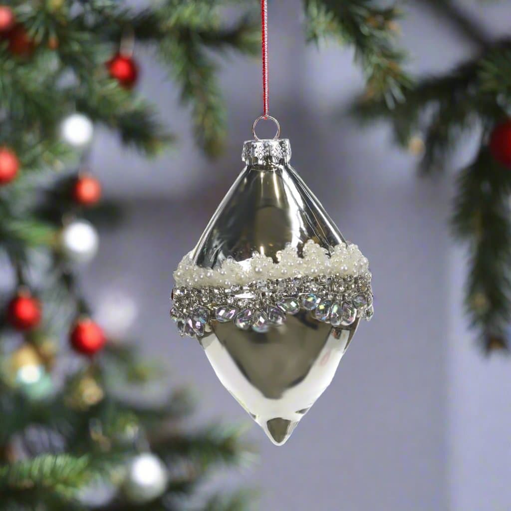 Pallina per albero di Natale, in Vetro, con perline e diamanti per decorazioni natalizie - 2