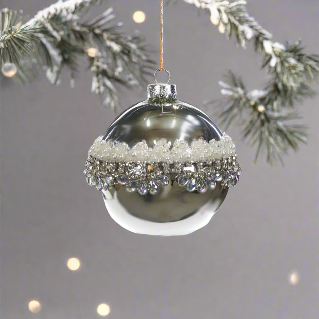 Pallina per albero di Natale, in Vetro, con perline e diamanti per decorazioni natalizie - 3