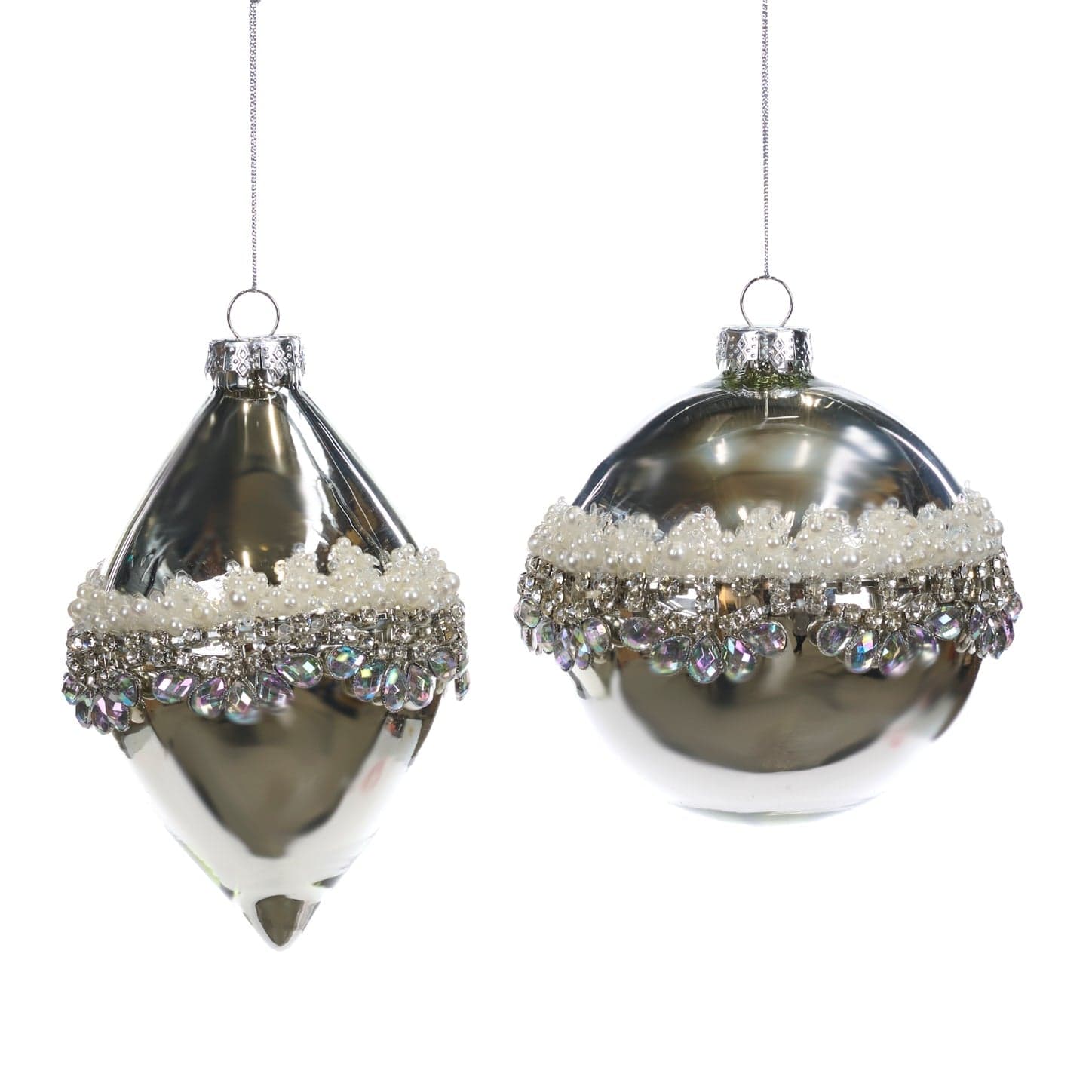 Pallina per albero di Natale, in Vetro, con perline e diamanti per decorazioni natalizie - 4