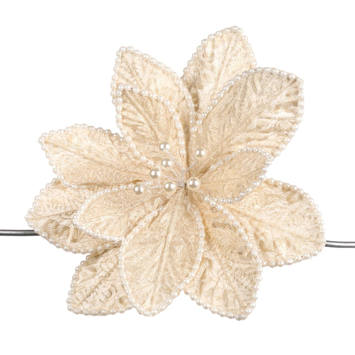 Fiore decorativo color perla per decorazioni e composizioni di fiori h 28 cm
