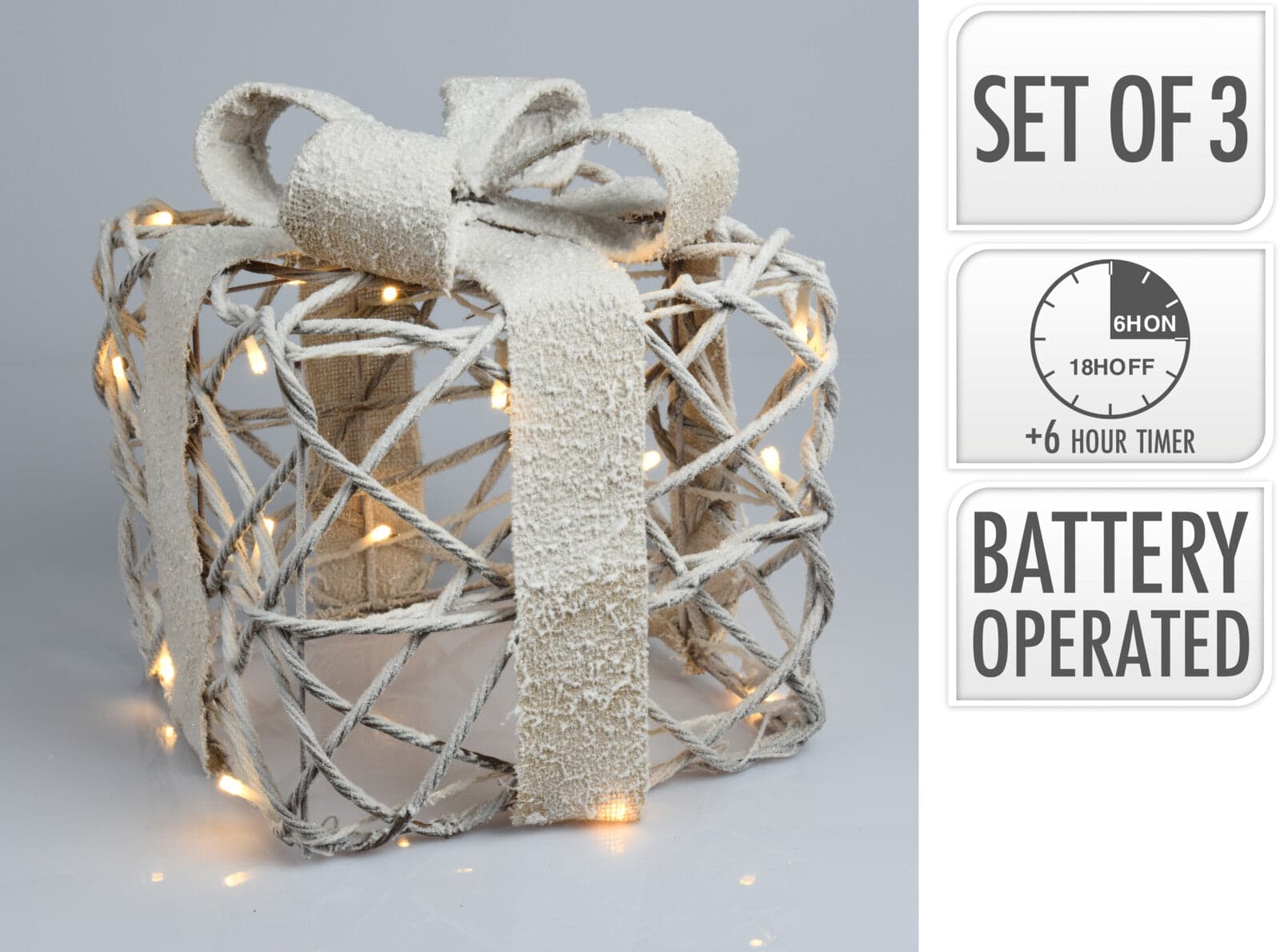 Pacchi regalo natalizi con LED luminosi, decorazione natalizia set da 3 - 2