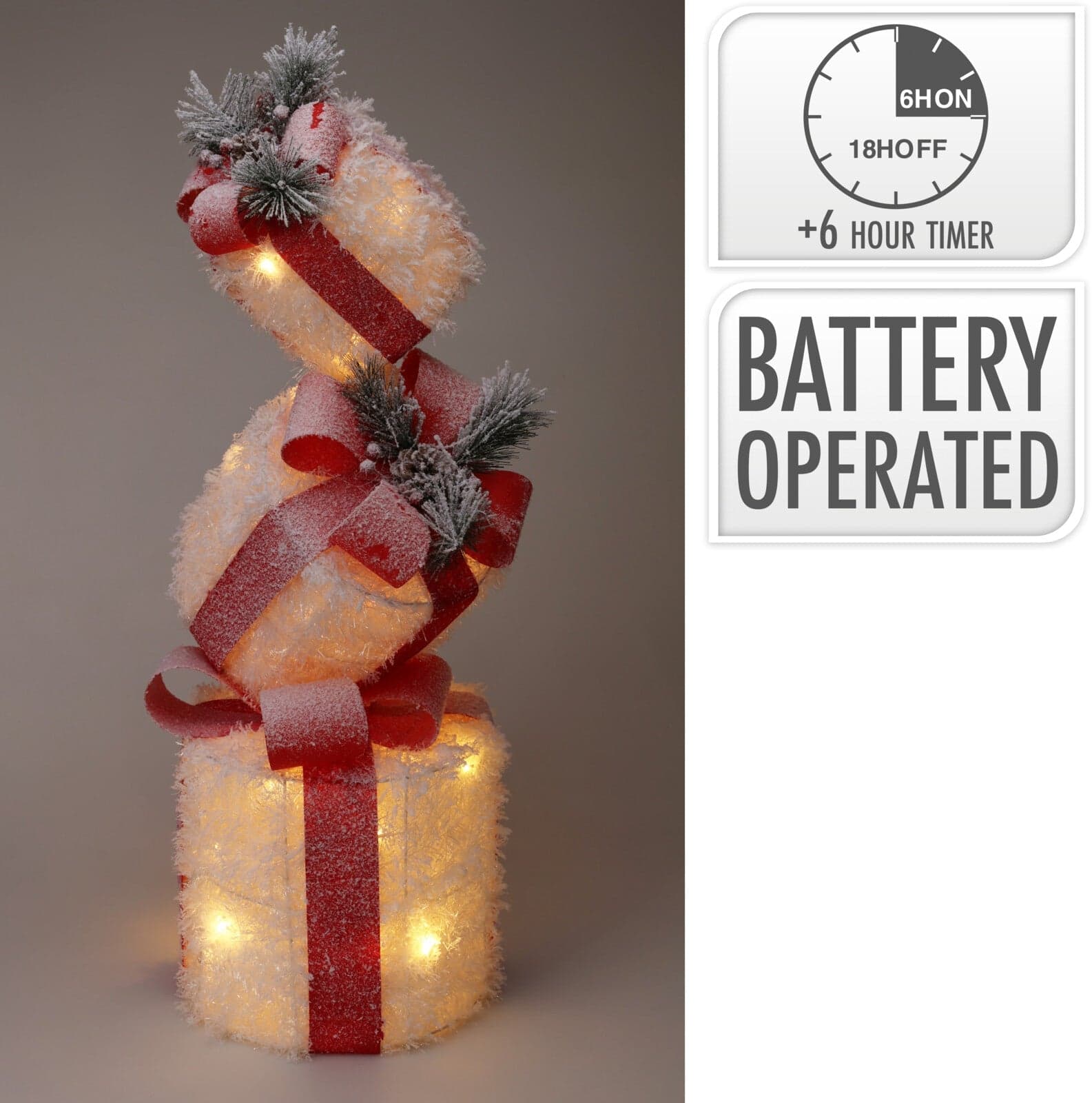 Pacchi regalo natalizi con LED luminosi, decorazione natalizia set da 3 pezzi - 2