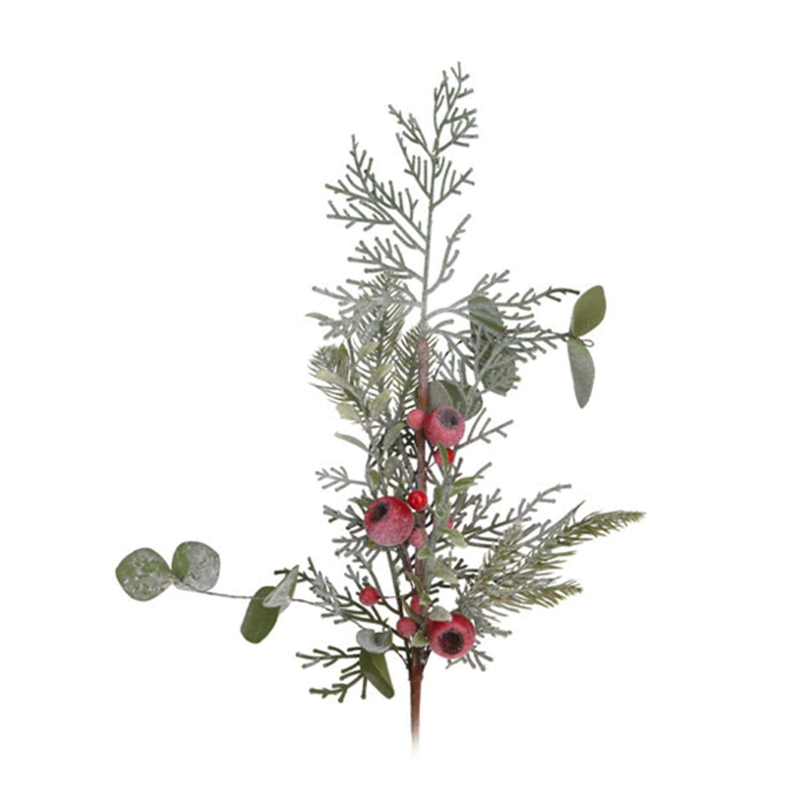 Ramo decorativo natalizio pino con bacche rosse decorazione ambienti h 60 cm - 3