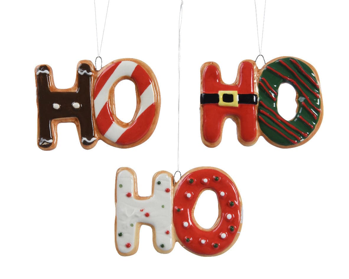Pendaglio con scritta "Ho - Ho" per albero decorazione natalizia da 9 cm - 4