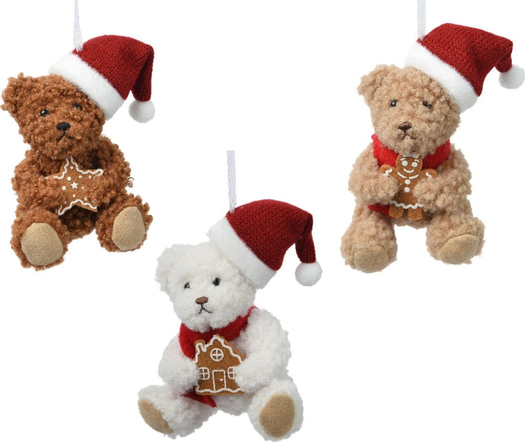 Pendaglio a forma di orsetto natalizio per albero decorazione natalizia da 12 cm - 4