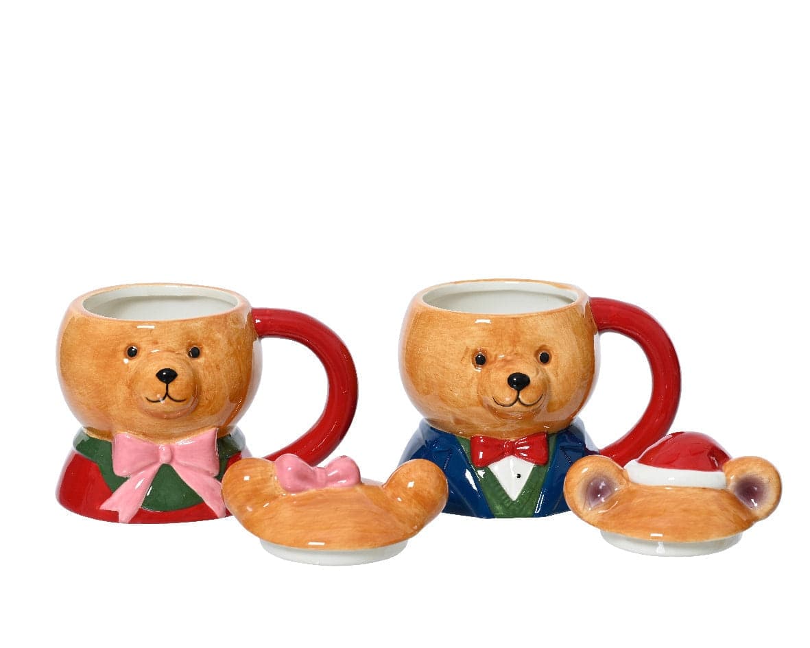 Tazza a forma di orso in ceramica con manico decorazione natalizia, da 11 cm - 4