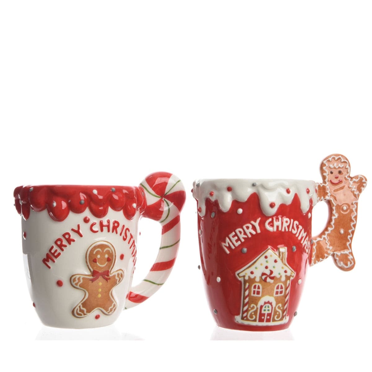Tazza con scritta "Merry christmas" in ceramica con manico decorazione natalizia - 3