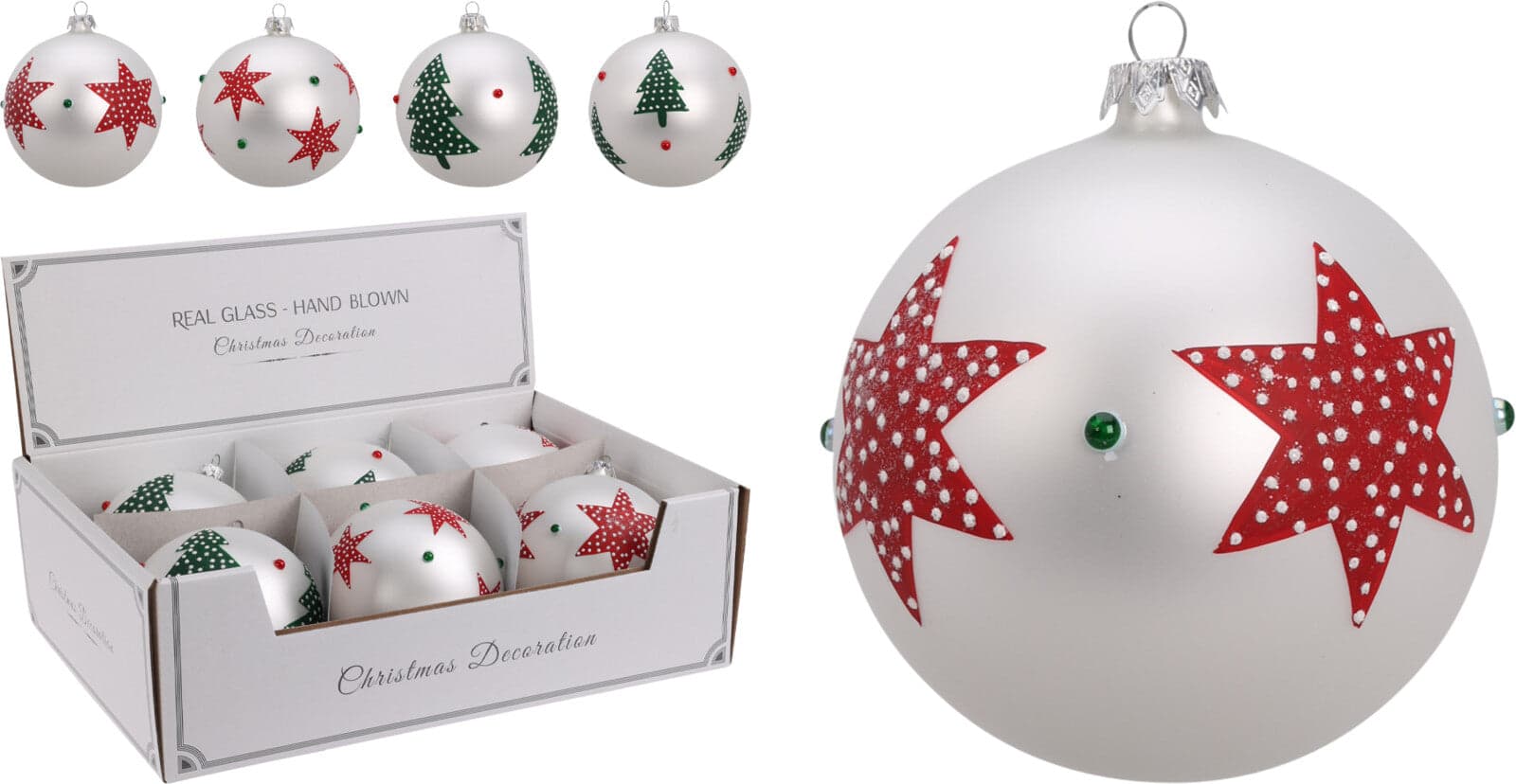 Palline per albero di Natale, in Vetro, con decorazioni, Ø 100 mm, 6 pezzi - 3