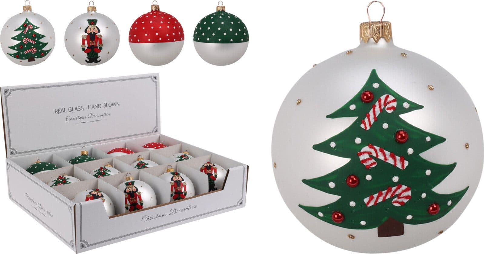 Palline per albero di Natale, in Vetro, con decorazioni, Ø 80 mm, 12 pezzi - 3