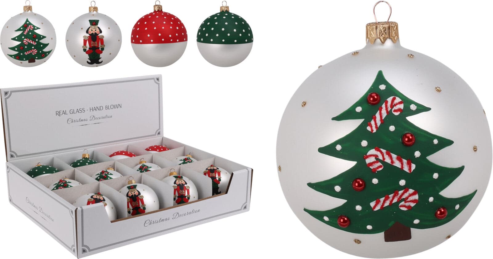 Palline per albero di Natale, in Vetro, con decorazioni, Ø 80 mm, 12 pezzi - 3