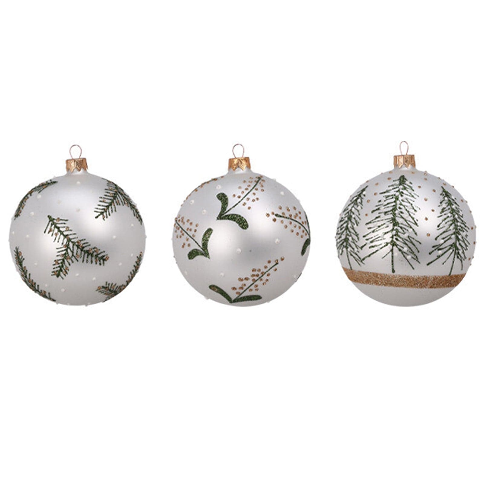 Palline per albero di Natale, in Vetro, con foglie decorative, Ø 100 mm, 6 pezzi - 2