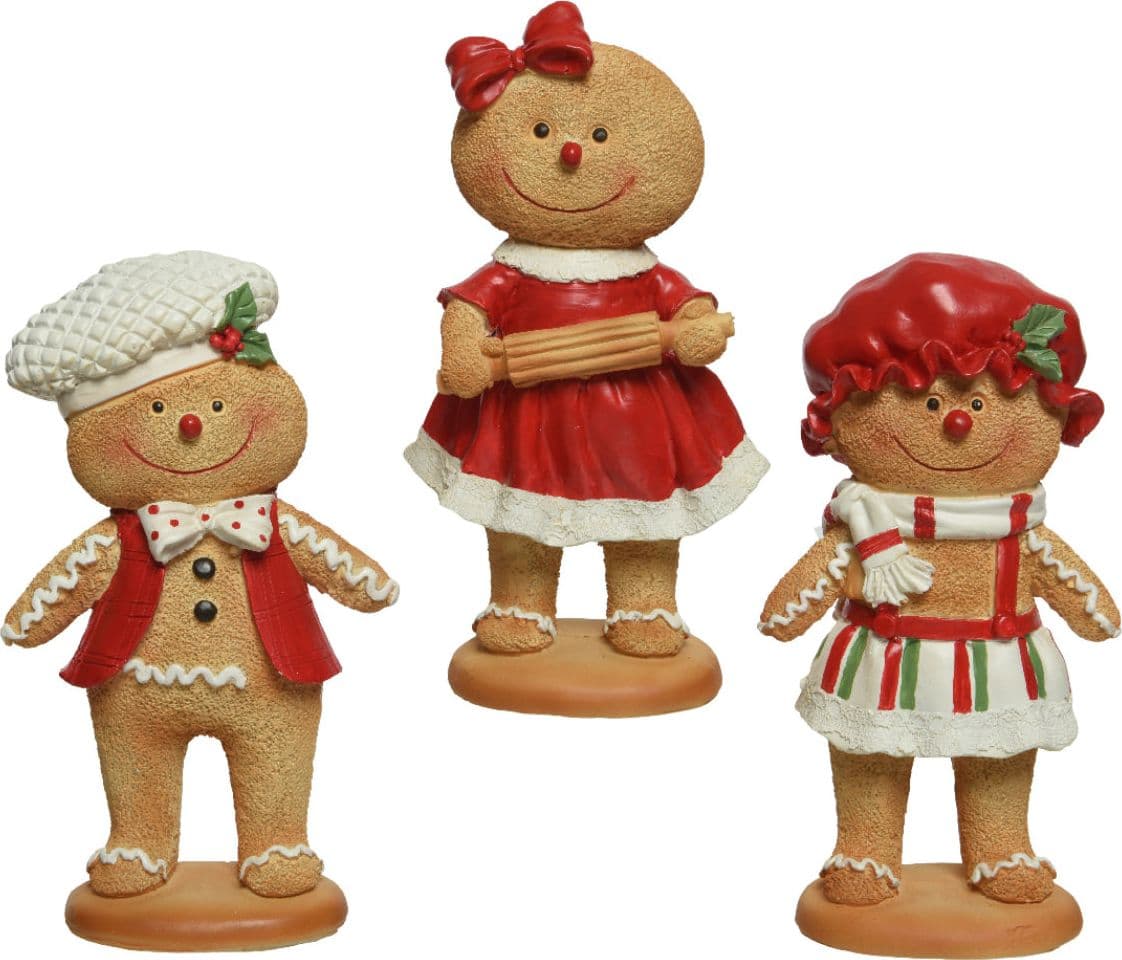 Statuetta decorativa omino di pan di zenzero decorazione natalizia in resina da 16 cm - 4