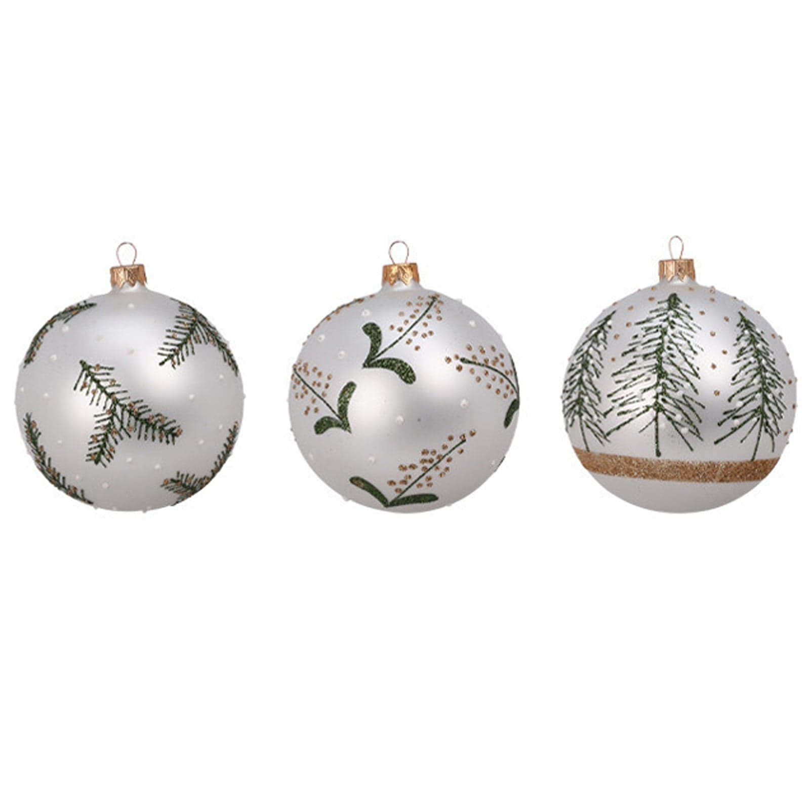 Palline per albero di Natale, in Vetro, con foglie decorative, Ø 80 mm, 12 pezzi - 2