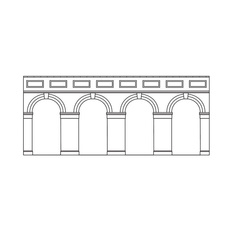 Muro in mattoni per villaggio di Natale con archi, 2 pezzi - 2