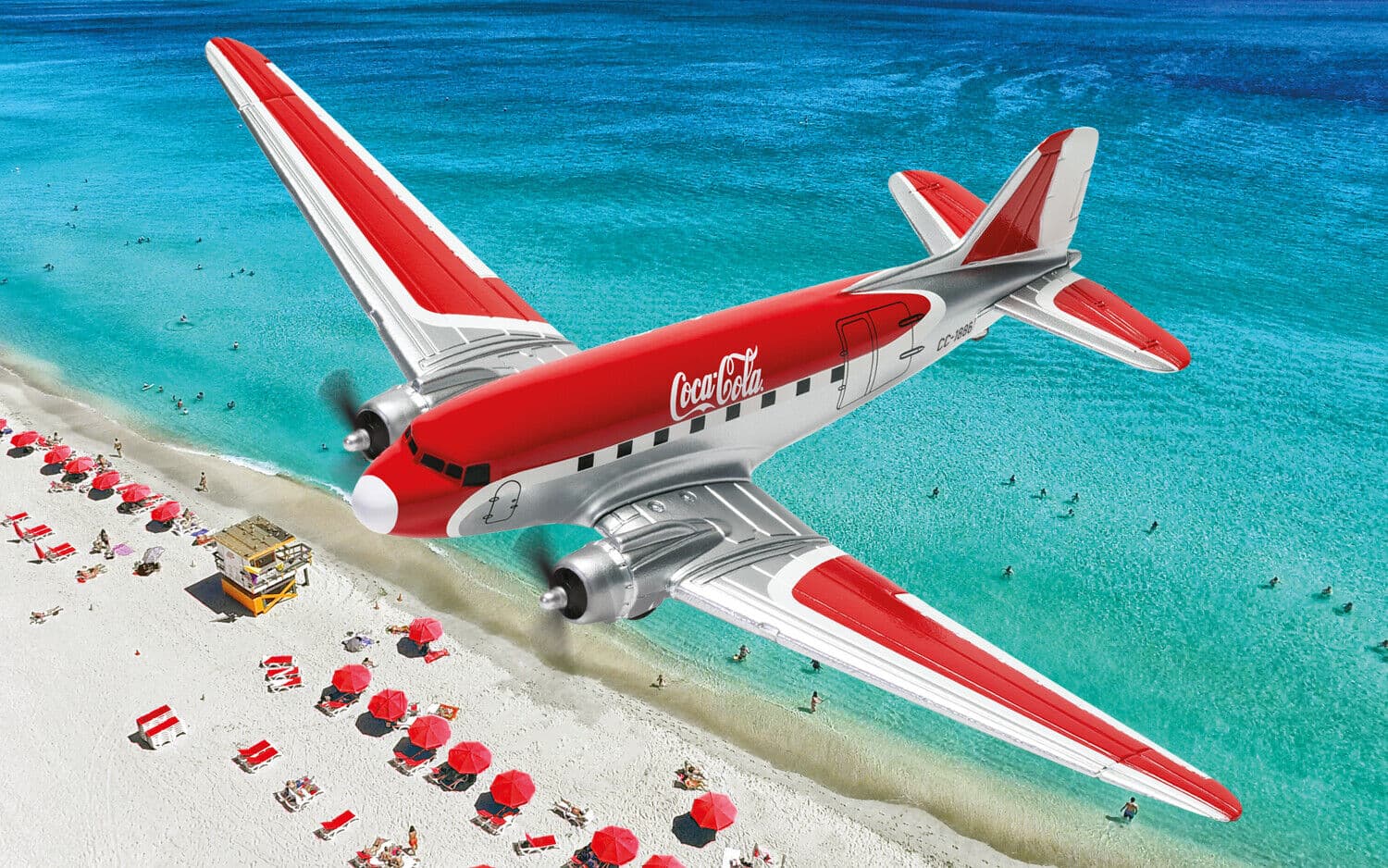 Aeroplano "Coca-Cola" per villaggio di Natale e collezionismo, 14 x 20 x 3,3 cm - 2